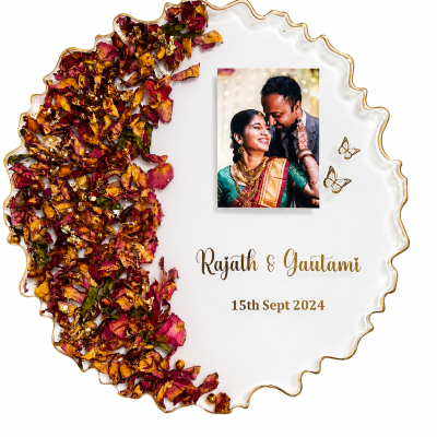 Personalized Resin Art Photo Frame with Dried Flowers