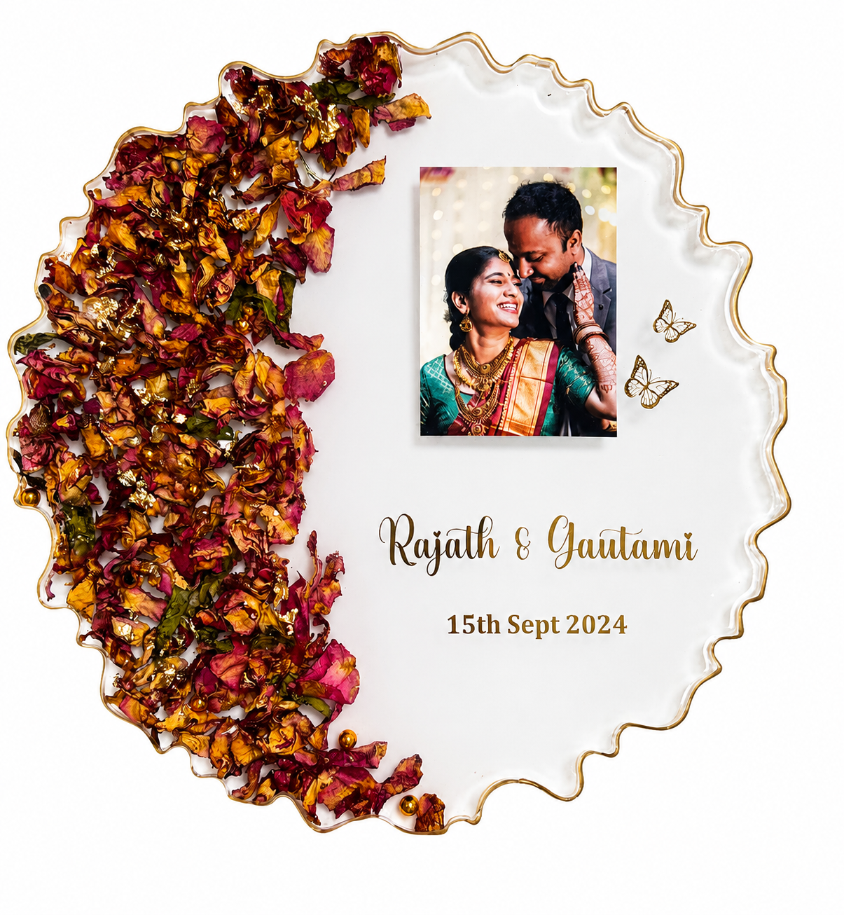 Personalized Resin Art Photo Frame with Dried Flowers