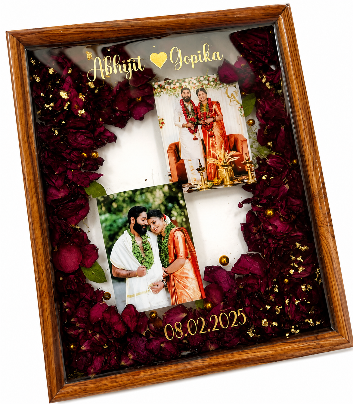 Personalized Resin Art Photo Frame with Dried Flowers - Image 2