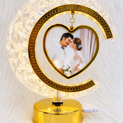 Customized Crystal Crescent Moon LED Photo Frame