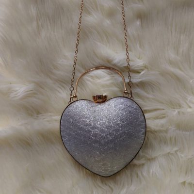 Heart Shape Silver Party Clutch